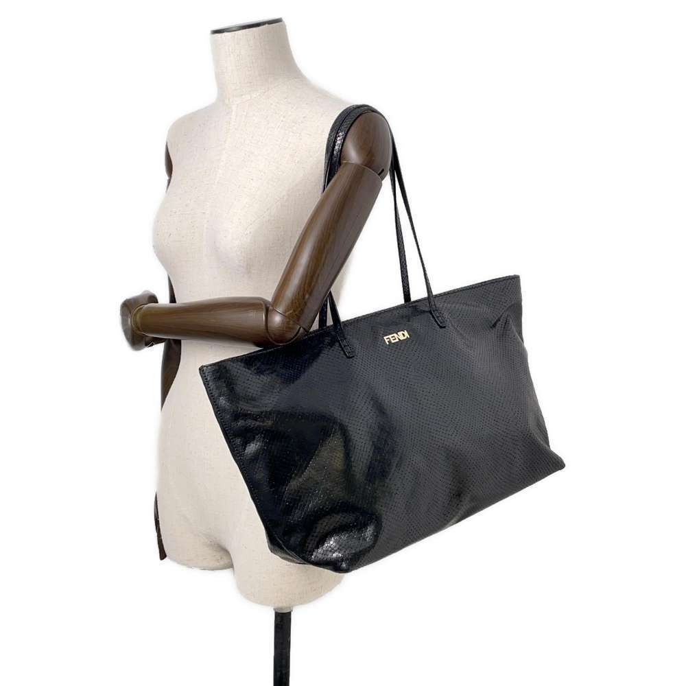 Fendi Tote Bag Logo Python Black - image 4